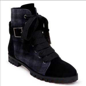 Splendid Celine Black Gray Ankle Boot Plaid 10
